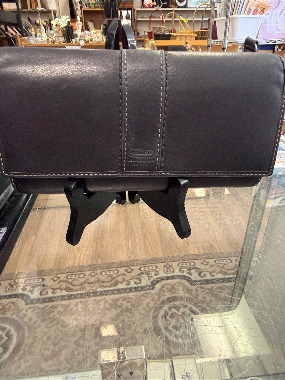 Coach Black Leather  Wallet three fold